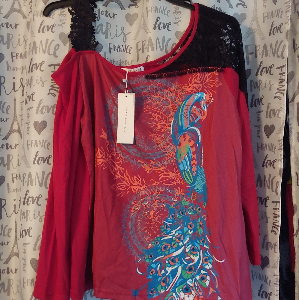 Cold shoulder longsleeve top with lace